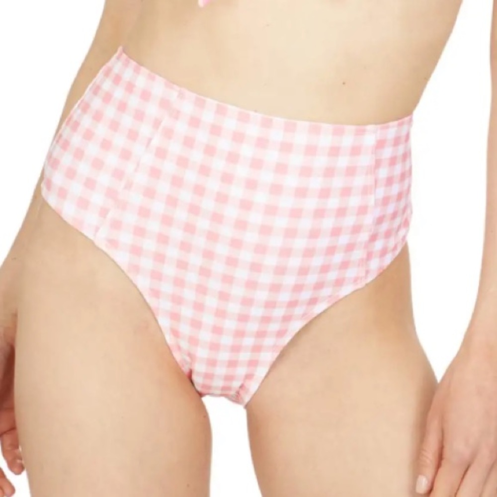 Southern Tide Swim Bottom Conch Shell Gingham High Rise Bikini Bottom Sz S NWT